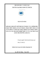 Mối quan hệ giữa hỗ trợ xuất khẩu của chính phủ, nhận thức động cơ xuất khẩu, nhận thức rào cản xuất khẩu và kết quả hoạt động xuất khẩu nông sản của các doanh nghiệp nhỏ và vừa tại việt nam sang thị trường ASEAN+3 TT 
