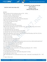 Bộ 5 đề thi thử vào lớp 10 môn Lịch Sử năm 2021 có đáp án Trường THPT Phan Bội Châu