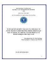 Tước quyền sở hữu tài sản của nhà đầu tư nước ngoài và bồi thường pháp luật đầu tư quốc tế   những vấn đề pháp lý và kinh nghiệm cho việt nam 