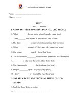 viet anh international school viet anh international school name class test time 15 minutes i chọn từ thích hợp nhất điền vào chỗ trống 1 what do you go to school grade class time 2 there four pe