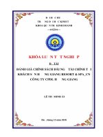 ĐÁNH GIÁ CHÍNH SÁCH đãi NGỘ tài CHÍNH tại KHÁCH sạn HƯƠNG GIANG RESORT  SPA¬ CN CÔNG TY CPDL HƯƠNG GIANG 