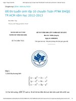 Đề thi tuyển sinh lớp 10 chuyên Toán PTNK ĐHQG TP