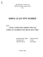Khóa luận tốt nghiệp tăng cường huy động vốn tại công ty cổ phần xây dựng đất việt 