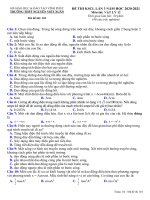 Đề thi KSCL học kì 2 môn Vật lý lớp 12 năm 2020 - 2021 THPT Nguyễn Viết Xuân có đáp án | Vật Lý, Lớp 12 - Ôn Luyện