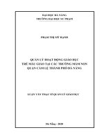 Quản lý hoạt động giáo dục trẻ mẫu giáo tại các trường mầm non quận cẩm lệ, thành phố đà nẵng  