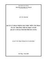 Quản lý hoạt động dạy học môn âm nhạc ở các trường trung học cơ sở quận cẩm lệ thành phố đà nẵng  
