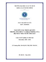 Nguyên tắc phân quyền trong tổ chức và hoạt động của bộ máy nhà nước hoa kỳ 