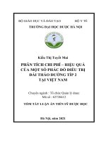 Phân tích chi phí – hiệu quả của một số phác đồ điều trị đái tháo đường típ 2 tại việt nam (cost effectiveness analysis of medicines for treatment of type 2 diabetes in vietnam) TT 