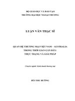Luận văn Thạc sĩ Kinh tế Quan hệ thương mại Việt Nam -Australia trong thời gian gần đây Thực trạng và giải pháp