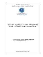 Đăng ký bảo hộ sáng chế ở việt nam thực trạng và một vài kiến nghị 