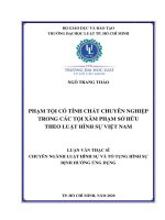 Phạm tội có tính chất chuyên nghiệp trong các tội xâm phạm sở hữu theo luật hình sự việt nam 
