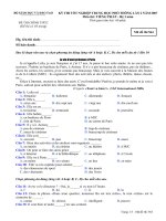 Đề thi tốt nghiệp THPT Quốc Gia môn Tiếng Pháp hệ 3 năm 2006-2007 lần 2 mã đề 564