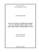 Quản lý công tác kiểm tra nội bộ tại các trường trung học cơ sở quận liên chiểu thành phố đà nẵng  