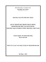 Tóm tắt luận văn thạc sĩ tài chính ngân hàng quản trị rủi ro trong hoạt động kinh doanh thẻ tại ngân hàng TMCP công thương việt nam 
