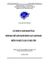 Các hành vi cạnh tranh về giá nhằm hạn chế cạnh tranh trong luật cạnh tranh  những vấn đề lý luận và thực tiễn 