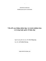 Vấn đề can thiệp nhân đạo và trách nhiệm bảo vệ trong luật quốc tế hiện đại 
