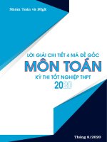 Đáp án 4 mã đề thi tốt nghiệp THPT quốc gia 2020 môn Toán có đáp án chi tiết | Toán học, Đề thi đại học - Ôn Luyện