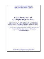 BÁO CÁO ĐÁNH GIÁ TÁC ĐỘNG MÔI TRƯỜNG CỦA DỰ ÁN: “NHÀ MÁY SẢN XUẤT MEN VI SINH VÀ CHẾ BIẾN THỨC ĂN GIA SÚC”