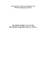Đề thi thử Olympic môn Địa lớp 11 năm 2020 - 2021 THPT Quang Trung - Lần 3 có đáp án | Lớp 11, Địa lý - Ôn Luyện