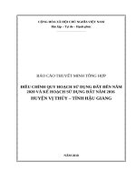 BÁO CÁO THUYẾT MINH TỔNG HỢP ĐIỀU CHỈNH QUY HOẠCH SỬ DỤNG ĐẤT ĐẾN NĂM2020 VÀ KẾ HOẠCH SỬ DỤNG ĐẤT NĂM 2016 HUYỆN VỊ THỦY – TỈNH HẬU GIANG