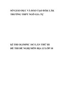 Đề thi thử Olympic môn Địa lớp 10 năm 2020 - 2021 THPT Ngô Gia Tự - Lần 3 có đáp án | Lớp 10, Địa lý - Ôn Luyện