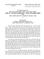TỔNG KẾT THỰC HIỆN CHIẾN LƯỢC PHÁT TRIỂN KINH TẾ - XÃ HỘI 10 NĂM 2011 - 2020, XÂY DỰNG CHIẾNLƯỢC PHÁT TRIỂN KINH TẾ - XÃ HỘI 10 NĂM 2021 - 2030