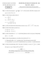 Đề kiểm tra giữa học kì 1 môn Toán lớp 10 năm 2015 - 2016 THPT Trần Cao Vân chi tiết - Mã đề 01 | Toán học, Lớp 10 - Ôn Luyện