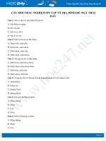 Tổng hợp câu hỏi trắc nghiệm về Địa hình bề mặt Trái Đất có đáp án môn Địa lí 6