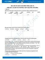 Bộ 5 đề thi giữa HK2 môn Tiếng Anh 10 có đáp án năm 2021 Trường THPT Nguyễn Thái Bình