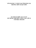 Đề thi Olympic 10 - 3 môn Anh lớp 10 năm 2019 THPT Lê Quý Đôn có đáp án | Tiếng Anh, Lớp 10 - Ôn Luyện