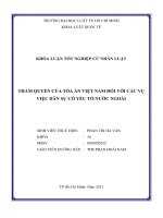 Thẩm quyền của tòa án việt nam với các vụ việc dân sự có yếu tố nước ngoài, thực trạng và kiến nghị 