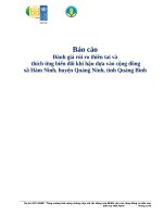 Báo cáoĐánh giá rủi ro thiên tai và thích ứng biến đổi khí hậu dựa vào cộng đồngxã Hàm Ninh, huyện Quảng Ninh, tỉnh Quảng Bình