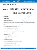 Tổng hợp bài tập Điện tích và Định luật Culomb Vật lý 11 NC