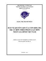 Bảo vệ quyền lợi của con khi cha mẹ ly hôn theo pháp luật hôn nhân gia đình việt nam 