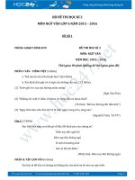 Bộ 5 đề thi học kì 2 môn Ngữ văn lớp 6 năm 2015 - 2016