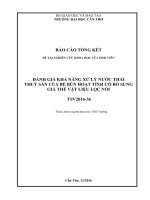BÁO CÁO ĐỀ TÀI NGHIÊN CỨU KHOA HỌC:ĐÁNH GIÁ KHẢ NĂNG XỬ LÝ NƯỚC THẢI THUỶ SẢN CỦA BỂ BÙN HOẠT TÍNH CÓ BỔ SUNGGIÁ THỂ VẬT LIỆU LỌC NỔI