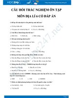 50 Câu hỏi trắc nghiệm ôn tập môn Địa lý 6 có đáp án