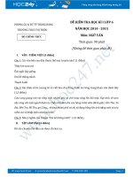 Đề thi học kì 1 Ngữ Văn 6 năm 2015 phòng GD&ĐT Trảng Bàng