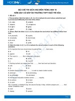 Bộ 5 đề thi giữa HK2 môn Tiếng Anh 10 có đáp án năm 2021 Trường THPT Ngô Trí Hòa