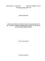 Nâng cao năng lực quản lý dự án tại ban quản lý dự án nông nghiệp ninh bình đối với dự án xây dựng tuyến đê biển bình minh iv  