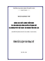 Tóm tắt luận văn thạc sĩ ngân hàng nâng cao chất lượng thẩm định tài sản đảm bảo bằng quyền sử dụng đất tại NHNoPTNT việt nam chi nhánh tỉnh đăk lăk 