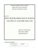 Phân tích hệ thống HACCP áp dụng tại công ty acecook việt nam 