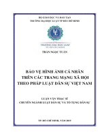 Bảo vệ hình ảnh cá nhân trên các trang mạng xã hội theo pháp luật dân sự việt nam 
