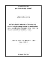 Kiểm soát nội bộ hoạt động cho vay khách hàng doanh nghiệp tại ngân hàng nông nghiệp và phát triển nông thôn chi nhánh khu công nghiệp đà nẵng 