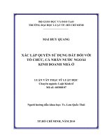 Xác lập quyền sử dụng đất đối với tổ chức, cá nhân nước ngoài kinh doanh nhà ở 