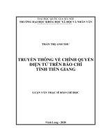 Luận văn ngành báo chí truyền thông về chính quyền điện tử trên báo chí tỉnh tiền giang​ 