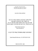 Quản lý hoạt động giáo dục giới tính cho học sinh dân tộc thiểu số ở các trường phổ thông dân tộc bán trú trung học cơ sở huyện bát xát, tỉnh lào cai 