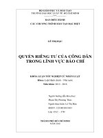 Quyền riêng tư của công dân trong lĩnh vực báo chí 