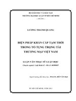 Biện pháp khẩn cấp tạm thời trong tố tụng trọng tài thương mại việt nam 