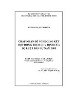 Chấp nhận đề nghị giao kết hợp đồng theo quy định của bộ luật dân sự năm 2005 